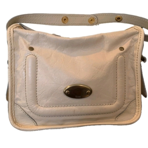 Chloe Mini Cream Leather Double Zipper Shoulder Bag Purse (EXCELLENT CONDITION) - Picture 1 of 7